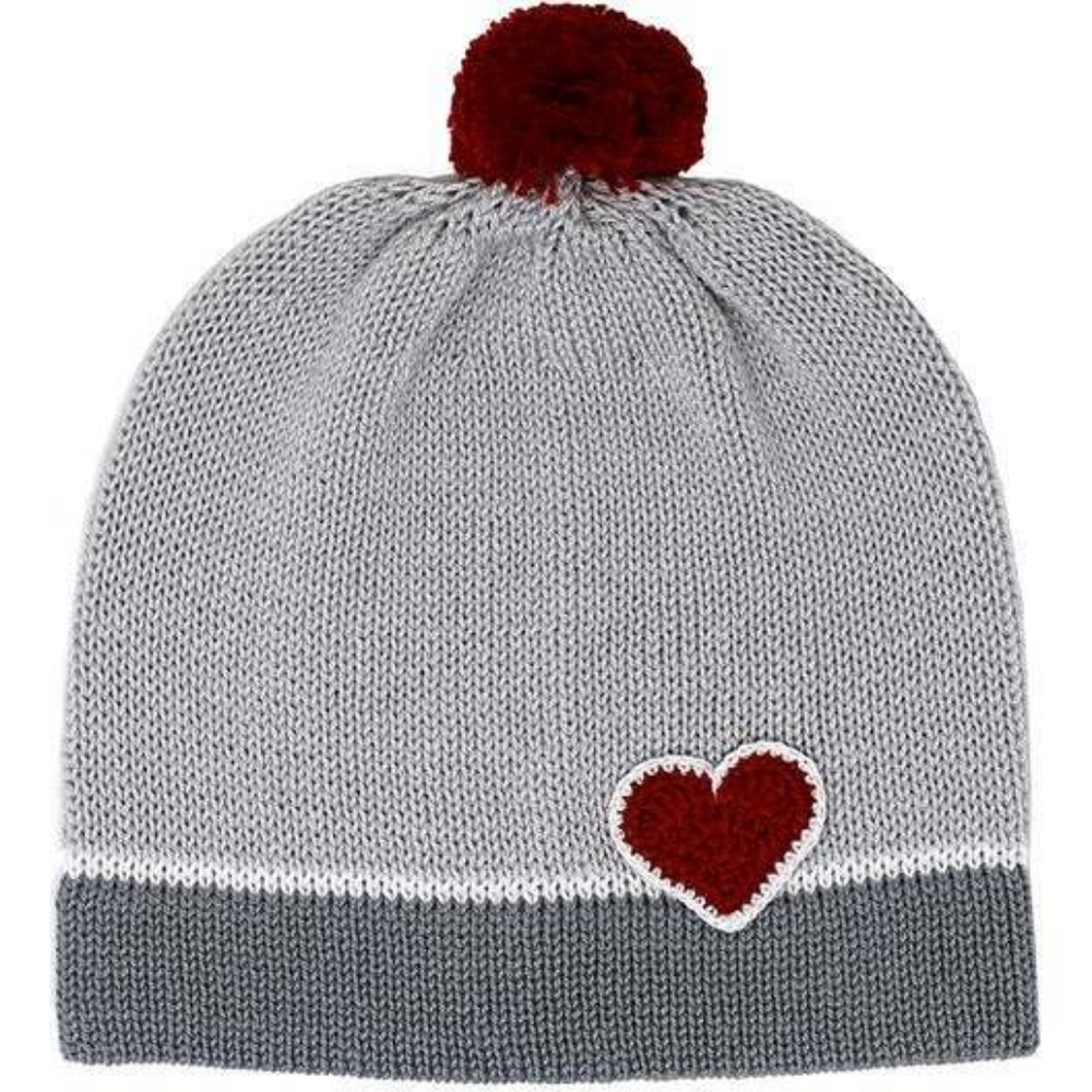 Melange Collection Winter Hat | Valentine Baby Hat in Grey and Red